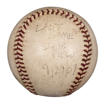 Historic 1957 Game Used Baseball For Final Game At Ebbets Field On 09/24/1957 (Gil Hodges Foul Ball) (MEARS)
